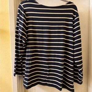 Orvis -Perfect 3/4-Sleeve Boatneck Tee- Size XL Color - Navy/ White Stripe